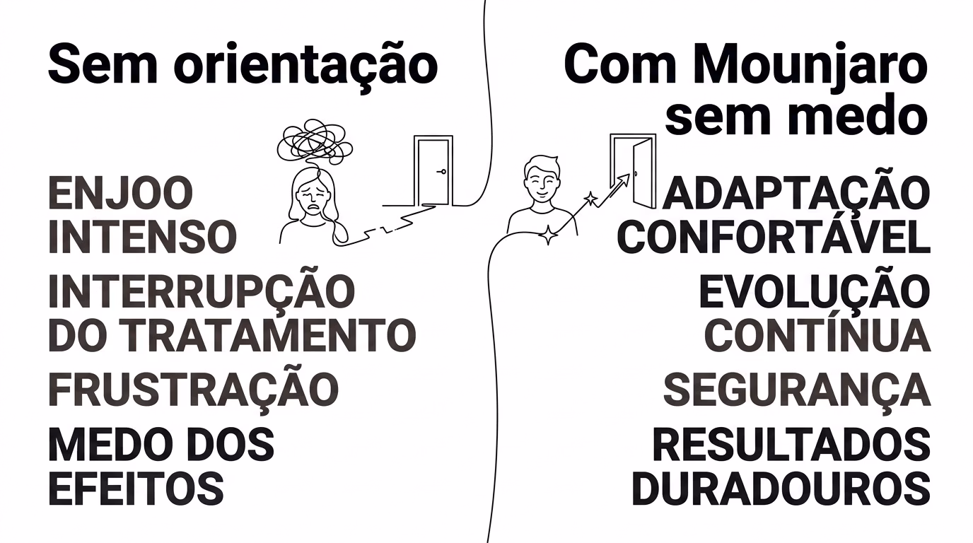 Representação dos desafios do início do tratamento com Mounjaro®